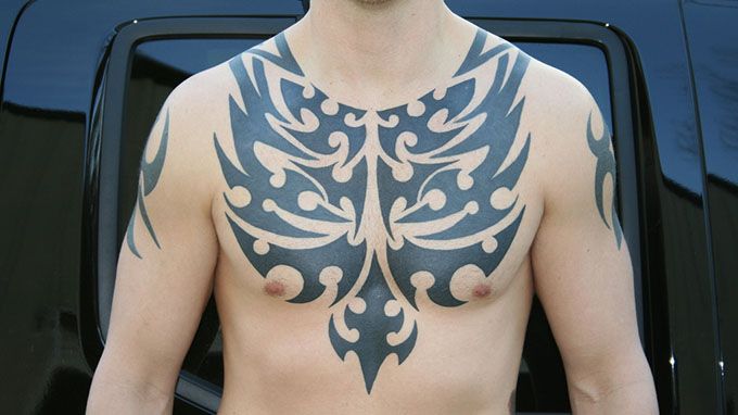 Excellent-Tribal-Chest-Tattoo